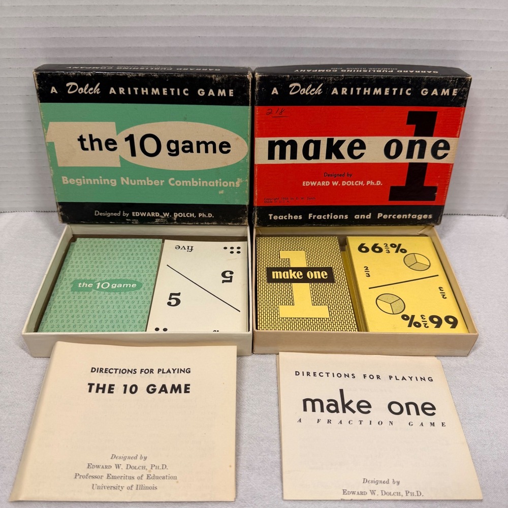 Vintage Dolch Arithmetic Game Lot  The 10
Game & Make One Cards Instructions